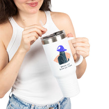 Load image into Gallery viewer, Insulated Travel Mug, Black Cat Magic Orange Cat PSL