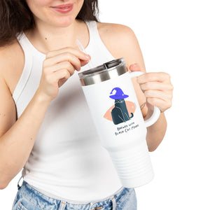 Insulated Travel Mug, Black Cat Magic Orange Cat PSL