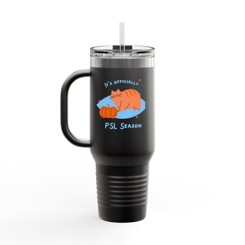Insulated Travel Mug, Black Cat Magic Orange Cat PSL