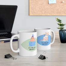 Load image into Gallery viewer, I&#39;m the Gift, Obviously Mug — Cute Cat Holiday Coffee Cup (11oz)