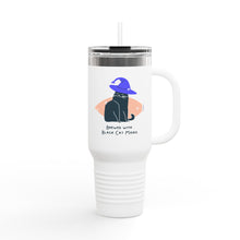 Load image into Gallery viewer, Insulated Travel Mug, Black Cat Magic Orange Cat PSL