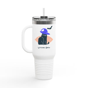 Insulated Travel Mug, Black Cat Magic Orange Cat PSL