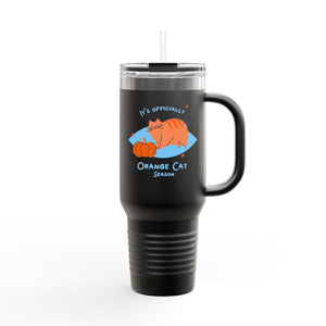 Insulated Travel Mug, Black Cat Magic Orange Cat PSL